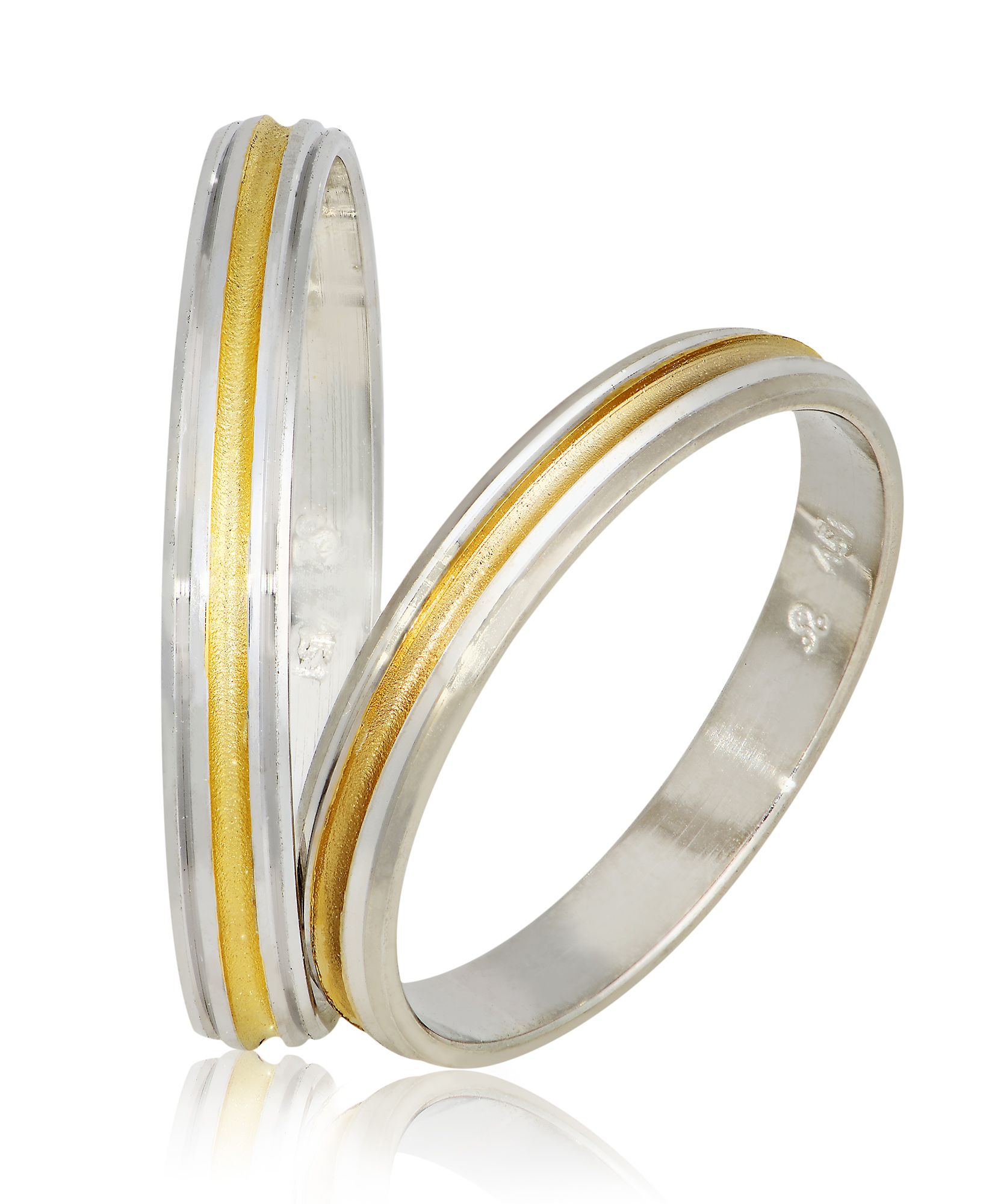 White gold & gold wedding rings 3mm (code Sxx4)